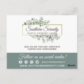 ラスティック サザン ウォーターカラー コットン 謝謝 ポストカード (裏面)