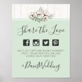 ラスティック サザン コットン ウェディング ハッシュタグ フォト サイン (正面)