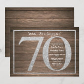 ラスティック サプライズ 70歳の誕生日 招待状 シルバー (正面/裏面)