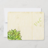 ラスティック サボテン 多肉植物 モダン タイポグラフィー ウェディング 出欠カード (裏面)