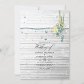 ラスティック サマー ビーチ QRコード RSVP ウェディング 招待状 (正面)