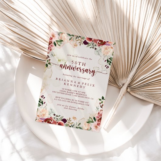 ラスティック サマー フラワーズ 50周年 結婚記念日 招待状