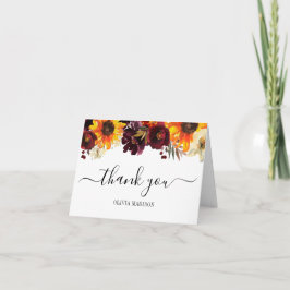 ラスティック サンキライ バーガンディー 牡丹 ブライダルシャワー サンキューカード