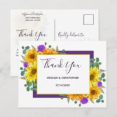 ラスティック サンキライ パープル ローズ ウェディング サンクス ポストカード (正面/裏面)