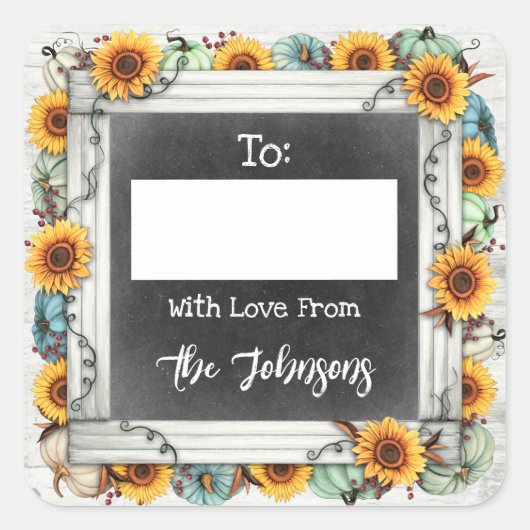 ラスティック サンクスギビング ひまわり トゥー フロム ライトオン スクエアシール (正面)