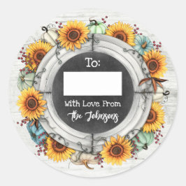 ラスティック サンクスギビング ひまわり トゥー フロム ライト オン ラウンドシール
