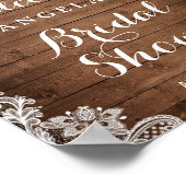 ラスティック サンフラワーズ ストリング ライト レース ブライダル シャワー ポスター (角)