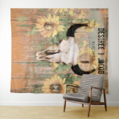 ラスティック サンフラワーズ ブル スカル ウエスタン フォトブース タペストリー (インサイチュ(横))