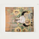 ラスティック サンフラワーズ ブル スカル ウエスタン フォトブース タペストリー (正面(横))