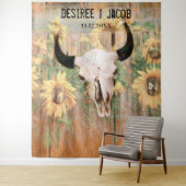 ラスティック サンフラワーズ ブル スカル ウエスタン フォトブース タペストリー (インサイチュ)