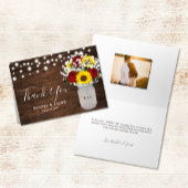 ラスティック サンフラワーズ ローズ ジャー ライト フォト ウェディング サンキューカード