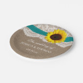 ラスティック サンフラワー ウェディングコレクション - ティール ペーパープレート (アングル)