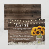 ラスティック サンフラワー ウェディング 詳細宿泊施設 招待状 (正面/裏面)