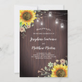 ラスティック サンフラワー ウッド ジャー ライト ウェディング 招待状 (正面)