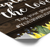 ラスティック サンフラワー ストリング ライト ウェディング ハッシュタグ ポスター (角)