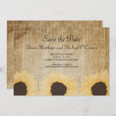 ラスティック サンフラワー セーブ・ザ・デート 招待状 (正面/裏面)