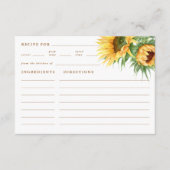 ラスティック サンフラワー ブライダル シャワー レシピ エンクロージャーカード (正面)