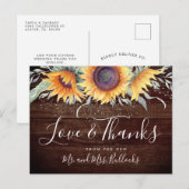 ラスティック サンフラワー ブルーム | 結婚式のお礼 ポストカード (正面/裏面)