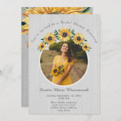 ラスティック サンフラワー ホワイト ウッド ウェディング ブライズシャワー 招待状 (正面/裏面)