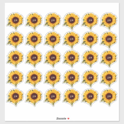 ラスティック サンフラワー モノグラム 封筒シール スティッカー シール (シート)