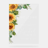 ラスティック サンフラワー ユーカリ ブライダルシャワー ウェルカム アクリルサイン (正面)