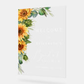 ラスティック サンフラワー ユーカリ ブライダルシャワー ウェルカム アクリルサイン (傾斜)