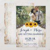 ラスティック サンフラワー ラ lace & バルコット 結婚式のカード 招待状 (正面/裏面)