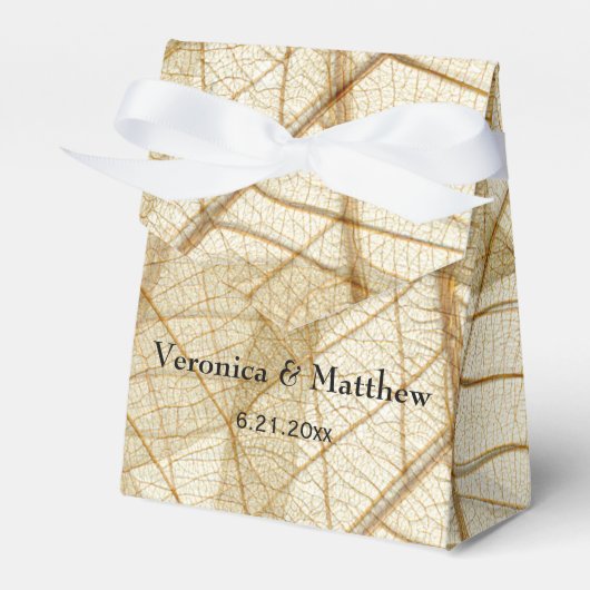 ラスティック シアー クリーム ライズ リーフ ウェディング フェイバーボックス (正面サイド)