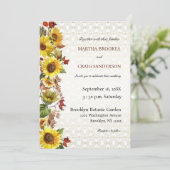 ラスティック シック イエロー ヒマワリ レース カントリー ウェディング 招待状 (スタンド正面)