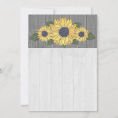 ラスティック シック ウェディング サンフラワー イエロー グレー ウッド 招待状 (裏面)