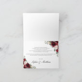 ラスティック シック バーガンディー ブラッシュ フラワー ウェディング ブライダル サンキューカード (内部)