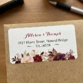 ラスティック シック バーガンディ マルサラ レッド フラワーのウェディング ラベル