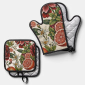 ラスティック シトラス フローラル サマー 鍋つかみ&鍋敷きセット (正面/裏面)