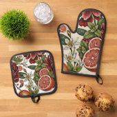 ラスティック シトラス フローラル サマー 鍋つかみ&鍋敷きセット (トップダウン)