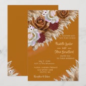 ラスティック シナモン ワイルドフラワー テラコッタ ウェディング 招待状 (正面/裏面)