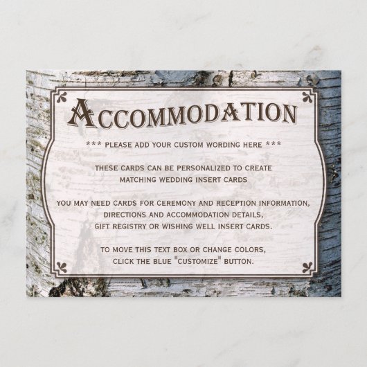 ラスティック シルバー バーチ ツリー ウェディングコレクション エンクロージャーカード (正面)