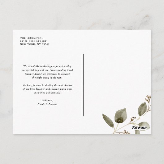 ラスティック シード ユーカリ ウェディング サンクス ウェディング ポストカード (裏面)