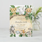 ラスティック ジャングル アニマルズ ウッド グリーン ウェア ベイビー シャワー 招待状 (スタンド正面)