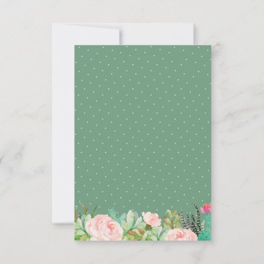 ラスティック スクッレント カクタス ウェディング レセプション 詳細 招待状 (裏面)