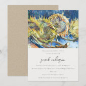 ラスティック スクリプト イエロー ヒマワリ ブライダル シャワー 招待状 (正面/裏面)