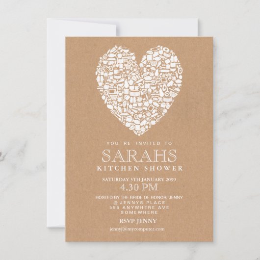 ラスティック ストック ザ キッチン ブライダル シャワー パーティー 招待状 (正面)