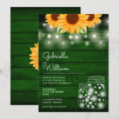 ラスティック ストリング ライト ひまわり メイソンジャー ウェディング 招待状 (正面/裏面)