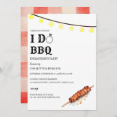 ラスティック ストリング ライト アイ ドゥ BBQ 婚約パーティー 招待状 (正面/裏面)