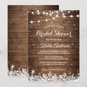 ラスティック ストリング ライト スノーフレーク ウィンター ブライダル シャワー 招待状 (正面/裏面)