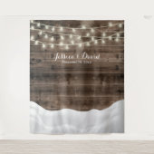 ラスティック ストリング ライト スノー ウィンター ウェディング バックドロップス タペストリー (正面)