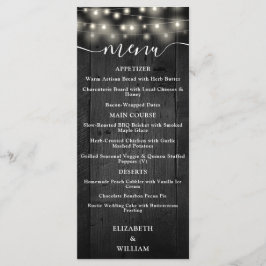 ラスティック ストリング ライト ブラック バーン ウッド ウェディング メニュー