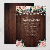 ラスティック ストリング ライト ブラッシュ フラワーのキンセアニエラ 招待状 (正面/裏面)