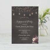 ラスティック ストリング ライト メイソンジャー ローズ 婚約 招待状 (スタンド正面)