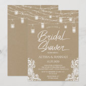 ラスティック ストリング ライト LGBTQ ブライダル シャワー 招待状 (正面/裏面)