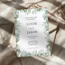 ラスティック セージグリーン ユーカリの植物の結婚式 招待状